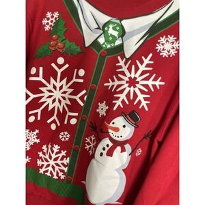 NEW‎ Ugly Christmas Sweatshirt Men's Medium Red Jerzees NuBlend Snowman Shirt